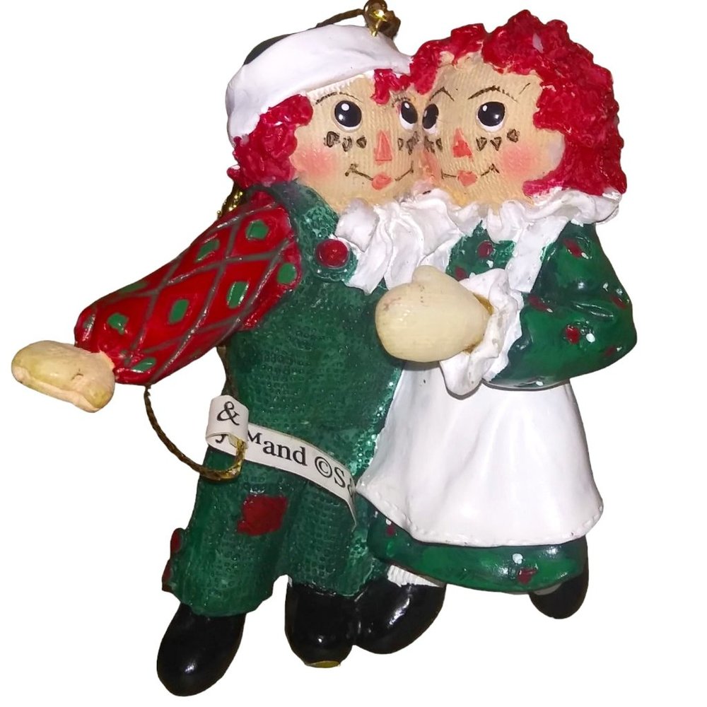 VTG 1998 Raggedy Ann and Andy Ornament Christmas Holiday Hanging 3 Inch Ornament